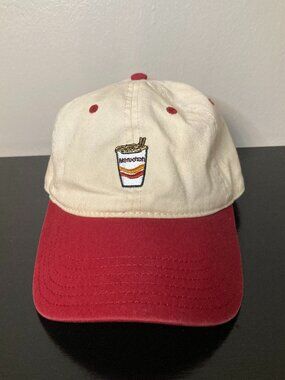 Maruchan Instant Lunch Unisex Embroidered Red/Cream Baseball Cap - Adjustable